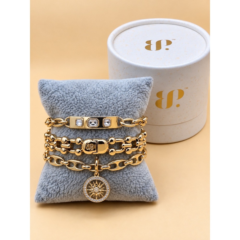 Bomb Party 2026 Spring Stack "Cosmic Compass" Gold Plated Bracelet Set ST94246